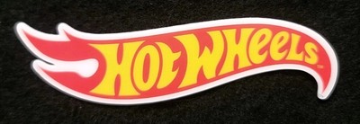 HOT WHEELS STICKER  ORIGINAL LOGO  4  x 1 1/8  THICK BEAUTIFUL GLOSSY WATERPROOF
