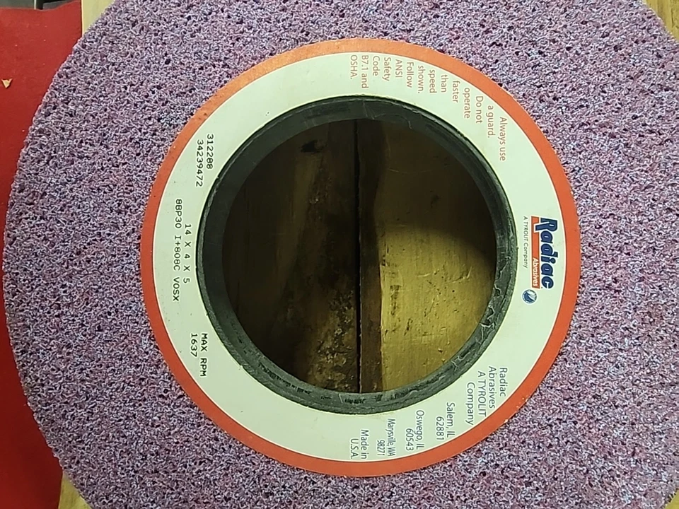 Muela abrasiva Radiac 14′′ x 4′′ x 5′′ 8BP30 I+808C VOSX púrpura – NUEVA 🇺🇸 Foto 3 de 3