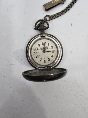 Craftsman Watch Mens Pocket 24h Stainless Retro Silver Quartz FOR PARTS NOT WORK