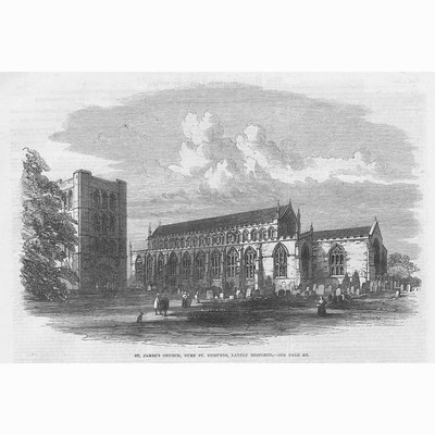 BURY ST EDMUNDS Jakobskirche - antiker Druck 1864