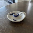 Vintage Williamsburg Pottery Salt Glazed Chamber Stick Candle Holder Gray & Blue — photo 1