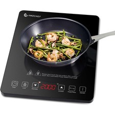 Induktionskochplatte 2000W Kochfeld Topfplatte Mini Elektroplatte Schwarz