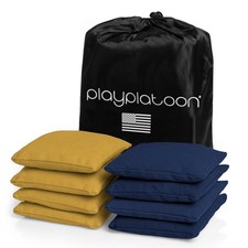 Weather Resistant Cornhole Bean Bags Set of 8 - Regulation Size Weight - Navy