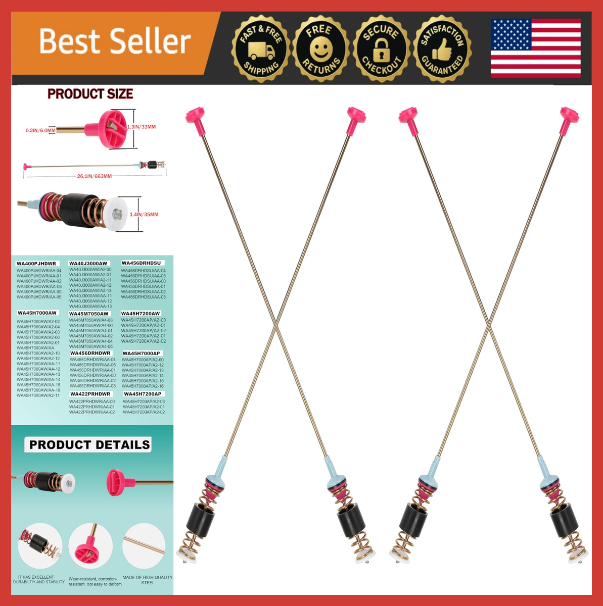 Washer Suspension Rods Replacement DC68-03228A for Samsung Models