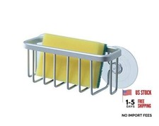 NeverRust Kitchen Sink Suction Holder for Sponges, Scrubbers, 1 Mat Silver