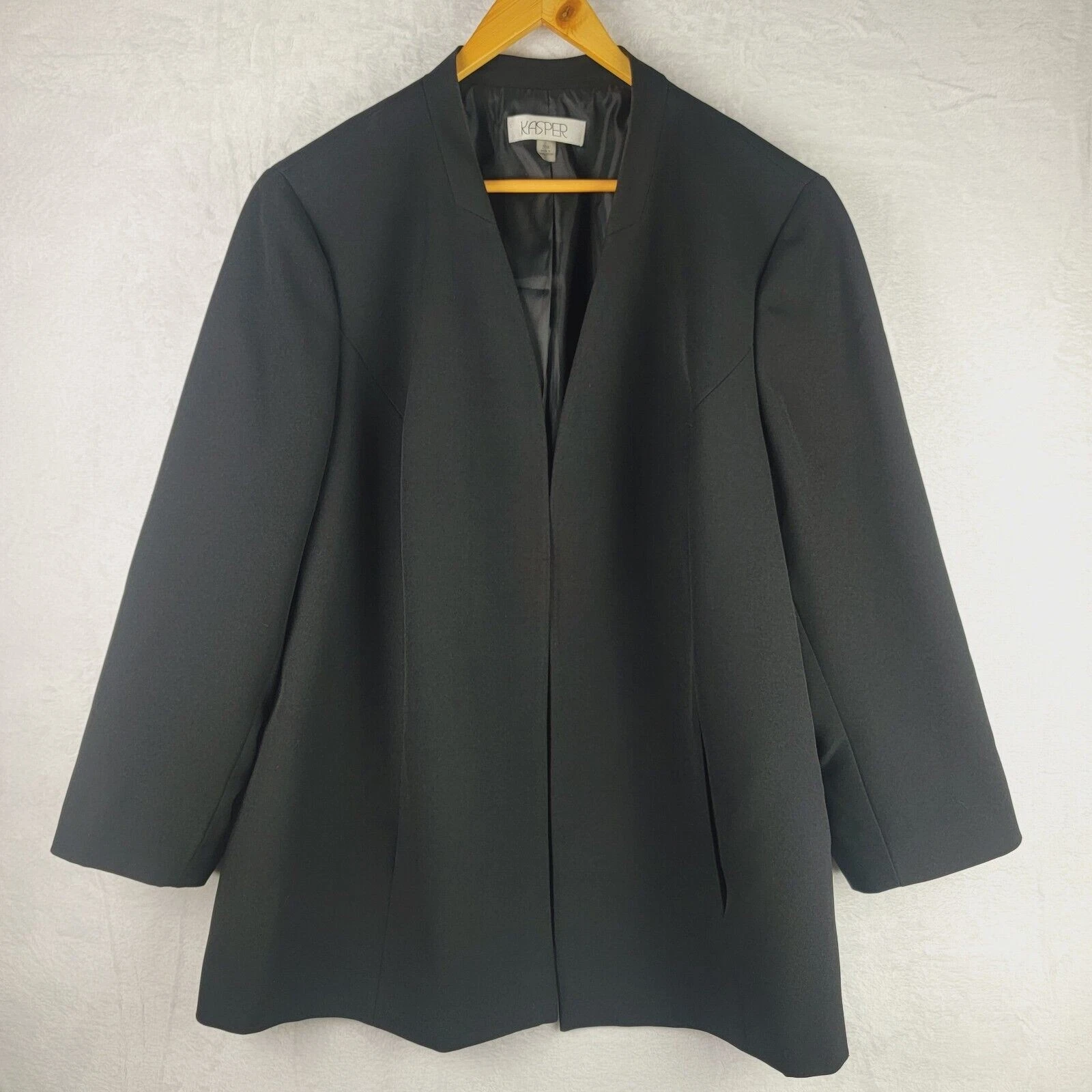 VETEMENTS Giacca blazer Kasper 20W nero donna aperto davanti cappotto tasche carriera ufficio