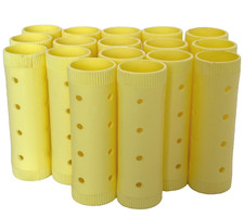 WILHOLD MAGNETIC HAIR ROLLERS MEDIUM 7/8" 17PC SET YELLOW PLASTIC CURLER VINTAGE