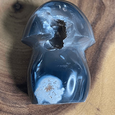 Orca agate mushroom carving crystal druzy black white