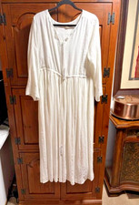 NWT ~ Soft Surroundings  XL 18 Maxi Dress White Starlite Silver Metallic Threads
