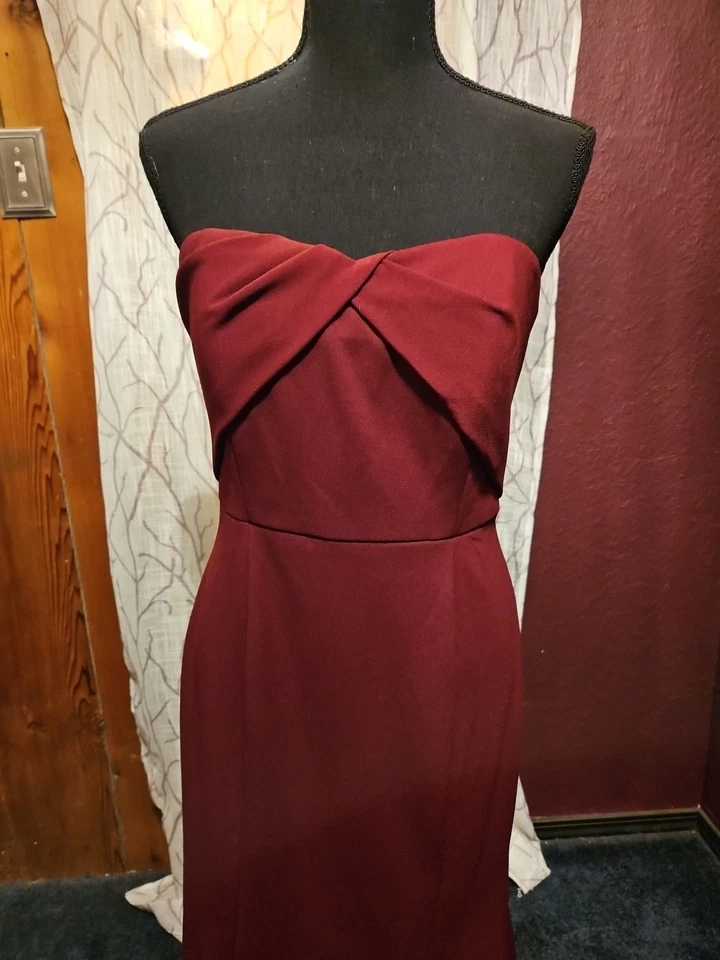 Watters & Watters Borgoña Vestido Sin Tirantes Mujer Talla 8 Foto 2 de 4