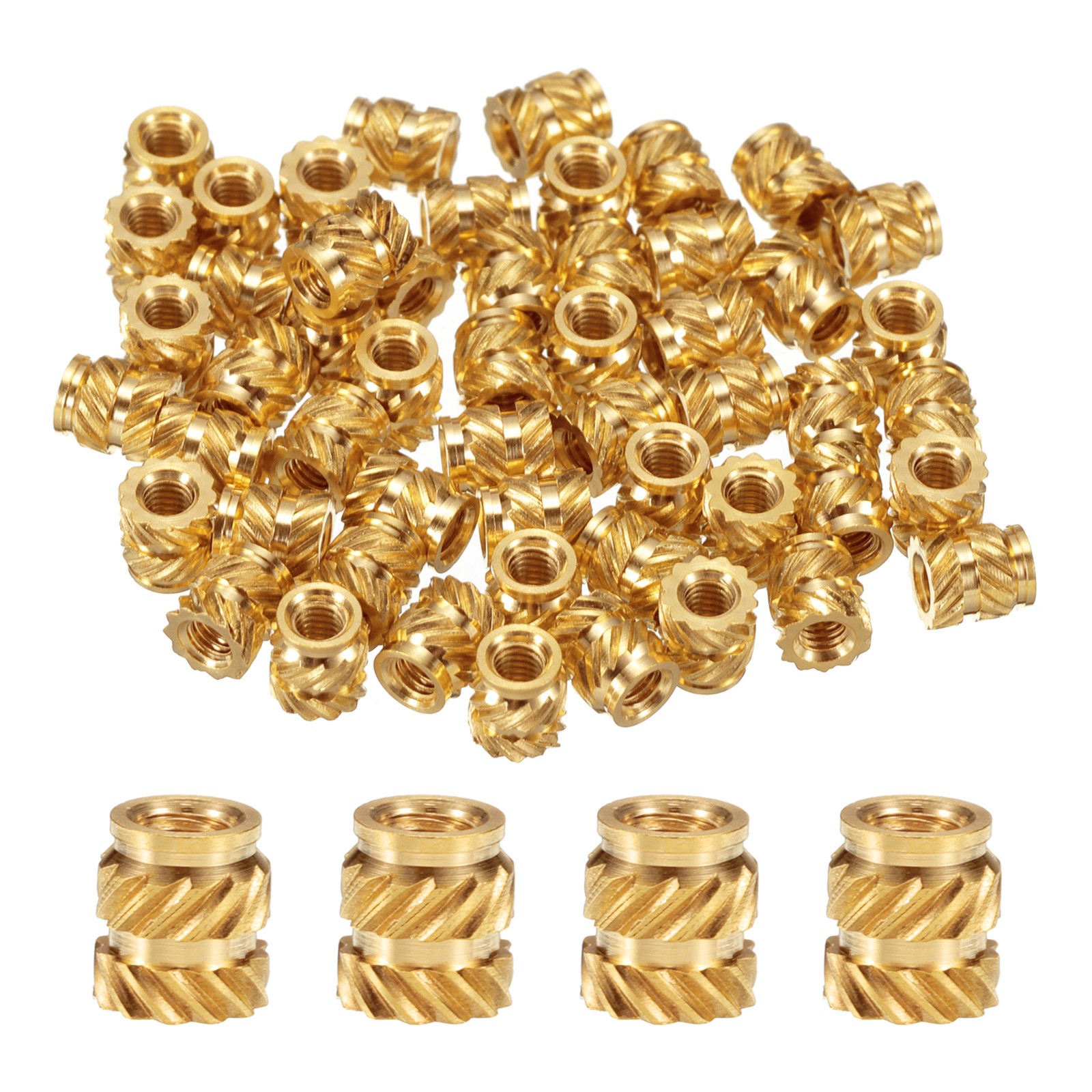 100pcs M2.5 Threaded Inserts Brass Heat Set Insert M2.5x5mm, OD 4.5mm
