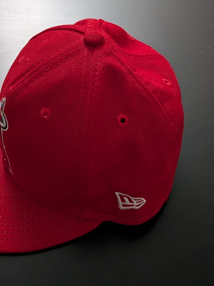 VTG USA Made New Era 59FIFTY Anaheim Angels LA Red Wool Fitted 6 7/8 Hat Cap MLB - Image 2 of 4