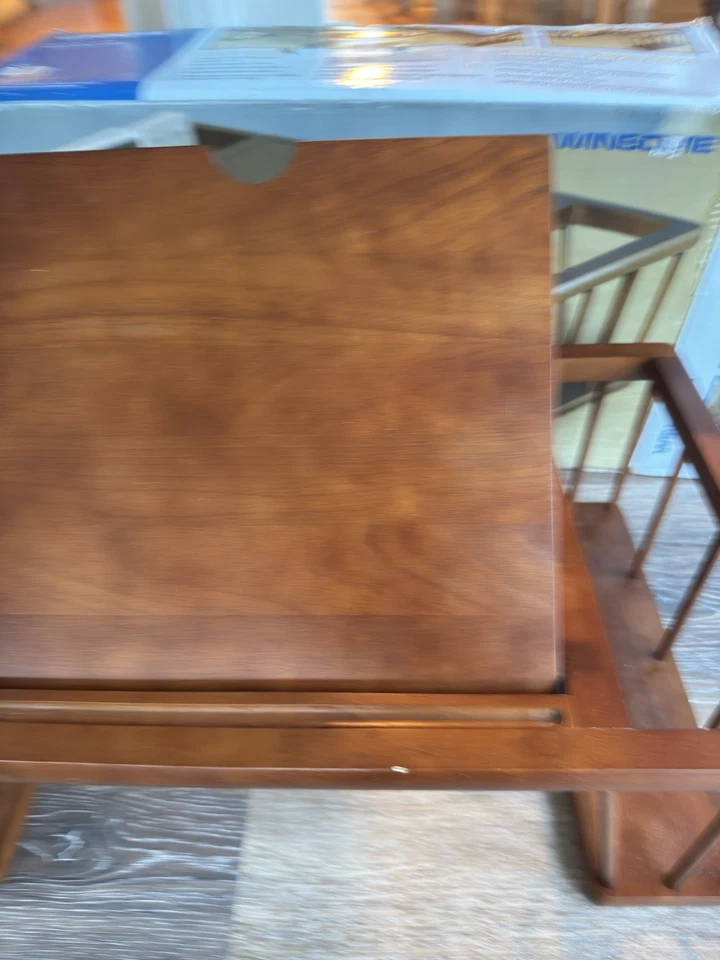 Bandeja de madera para servir desayuno en la cama mesa de lectura con cargador libro almacenamiento lateral Foto 4 de 4