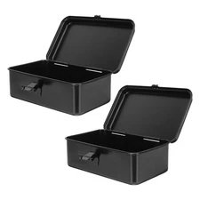  2 PCS Metal Tool Container Portable Box Home Garage Workshop Case