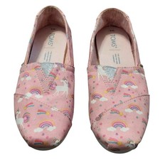 TOMS Pink Unicorn Rainbow Glitter Canvas Alpargata Slip On Shoes Womens size 5