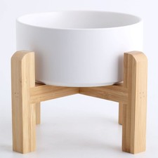 Petygooing White Elevated/Raised Ceramic Dog Bowl for 1.7 Cups - Small,