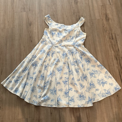 Plus Size 20 Hot Topic Disney Princesses Toile Print Off the Shoulder Dress