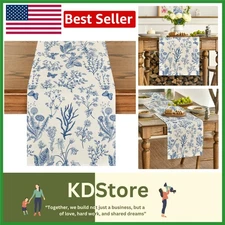 Blue Wild Flowers Floral Table Runner - Elegant Summer Kitchen Decor