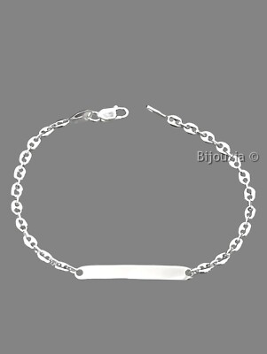 Armband Kaffeebohne Identitätsgravur 18 cm aus massivem Silber 925/000 