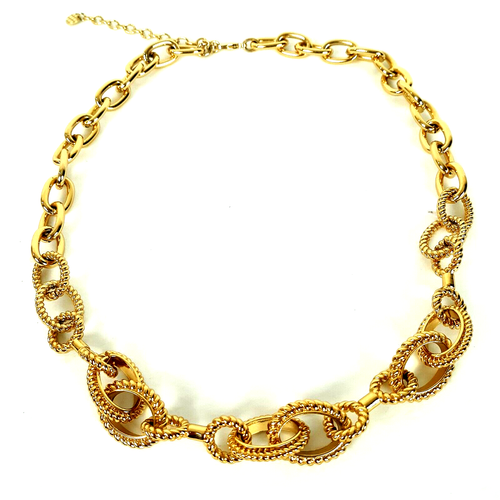 Talbots Neckless Talbots Gold Tone Necklace Open Link Mixed Textures Extender Stamped | eBay