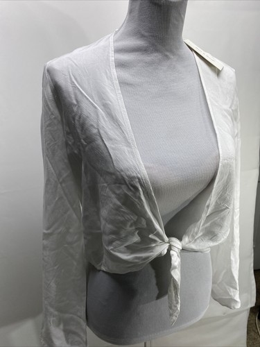 Sim & Sam Junior Girls Size Xs White Front Knot LS Bolero Cropped Top - Picture 8 of 12