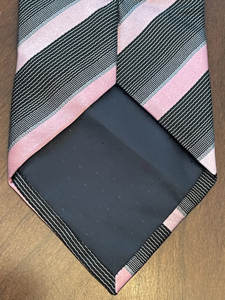 Corbata Fratelli Moda Rosa Gris Negro 100% Seda Hombre Hecha en Italia Foto 2 de 4