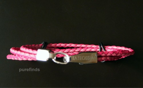 TATEOSSIAN LONDON SILVER PINK LEATHER BRACELET Size L 19.5 cm BNIB - Picture 6 of 6