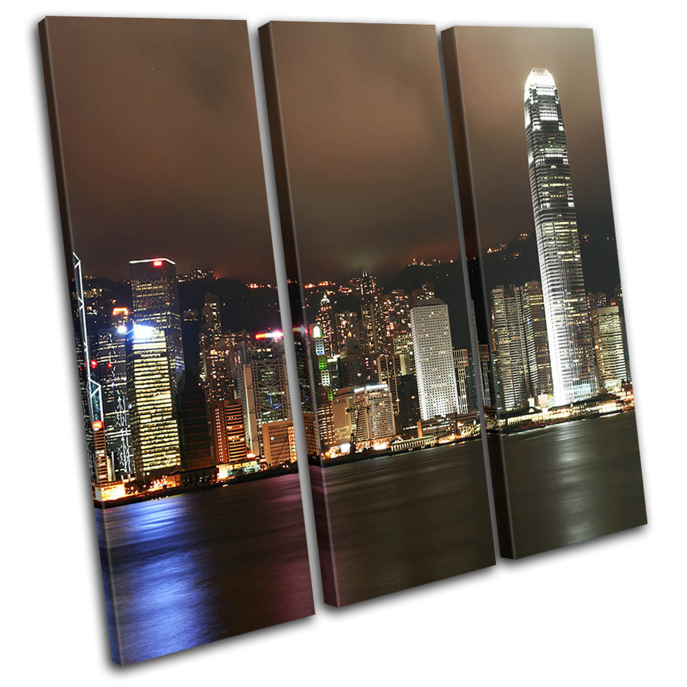 Hong Kong Skyline Seascape Buildings City TREBLE TOILE murale ART Photo ...