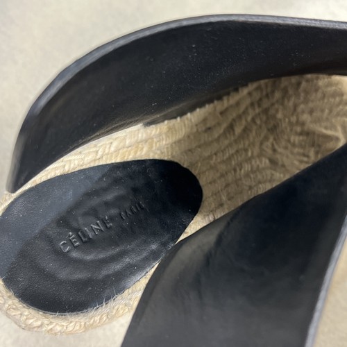 Sandalias CELINE para mujer EU 39 US 9 cuero negro alpargata cuñas - Imagen 7 de 12
