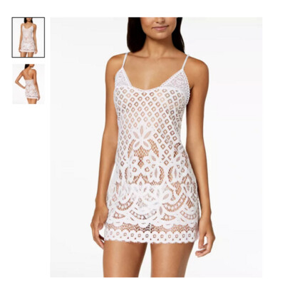 New Linea Donatella Festival Bridal Sheer Crochet-Lace Chemise & G-String, Small