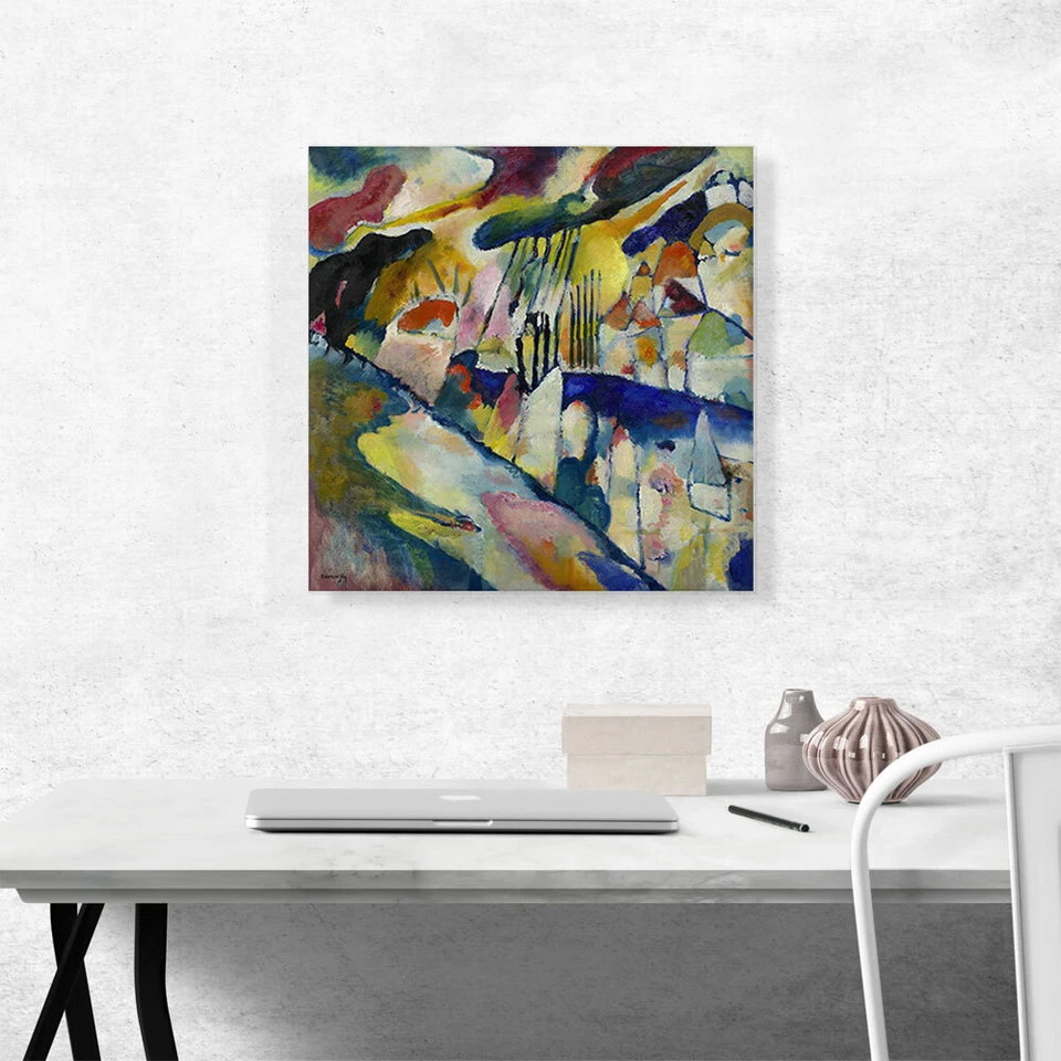 Impresión artística en lienzo de paisaje con lluvia de 1913 de Wassily Kandinsky Foto 2 de 4