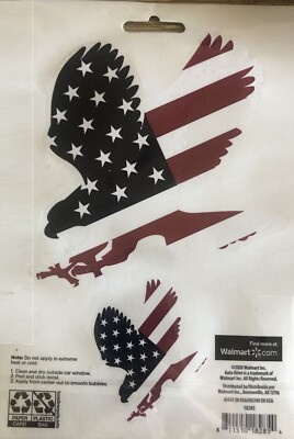 2 Pack New Peel & Stick Window Decals Eagle