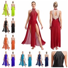 Women's Leotard Split Dress Ballet Unitard Performance Dresses Ballroom Rompers