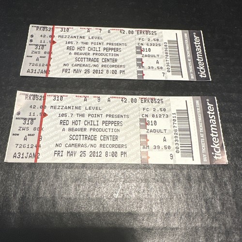 2012 RED HOT CHILI PEPPERS Biglietto concerto Stub St. Louis Mo - Foto 2 di 3