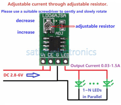 5PCS LED Driver 2.8V-6V 1.5A 30-1500MA Constant Current PWM Control Board Module