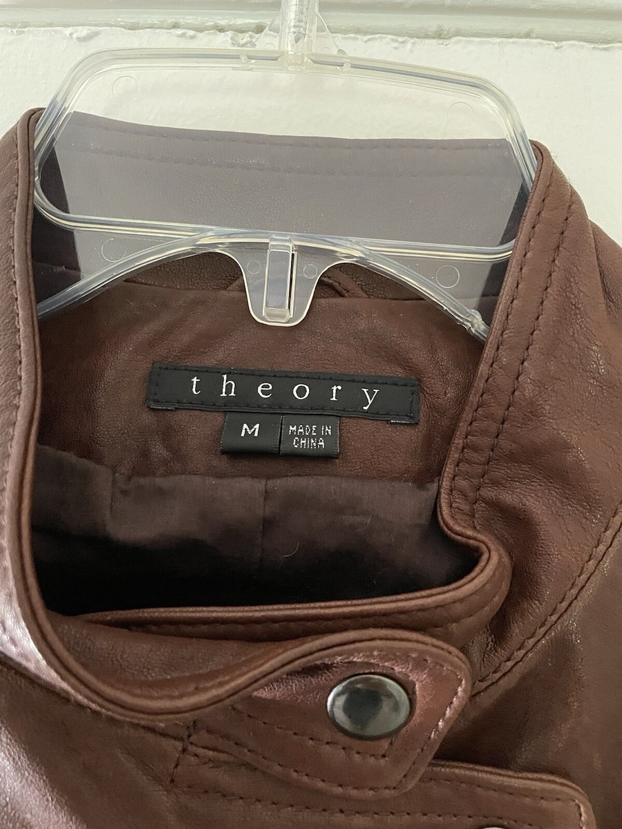 Theory Women's Jacket Dark Brown Lamb Leather Moto Jacket | eBay