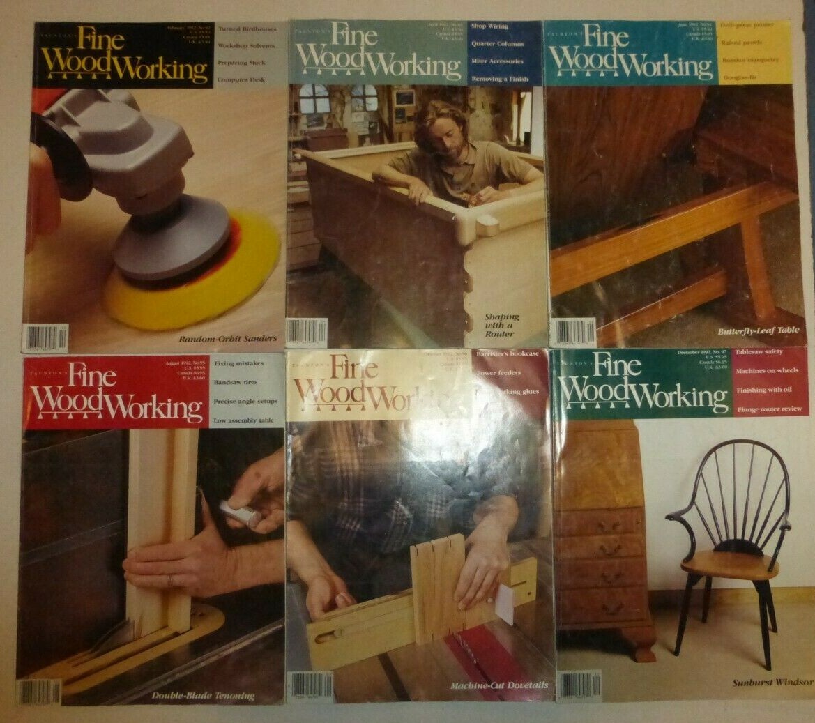 6 Lot FINE WOODWORKING MAGAZINES Feb. 1992 to Dec. 1992, Issues