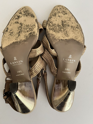 LANVIN アイボリー ハイヒール 革製 Lanvin Leather Heels Sandals Size 7.5 / 37.5 Made in Japan