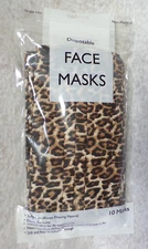 10 FACE MASK NEW SEAL UNUSED LEOPARD PRINT DISPOSABLE NON-MEDICAL WIRE FOR NOSE