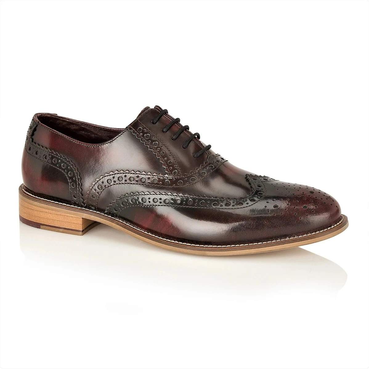 London Brogues Gatsby Bordo Polished Mens Smart Leather Brogue