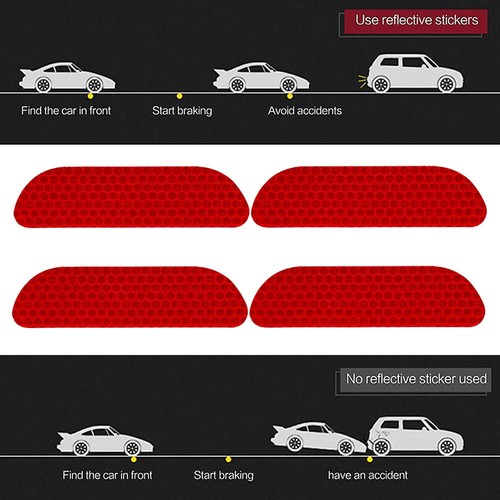 4pcs Red Reflective Tape Warning Safety Mark Car Door Stickers Car Accessories - Picture 6 of 12