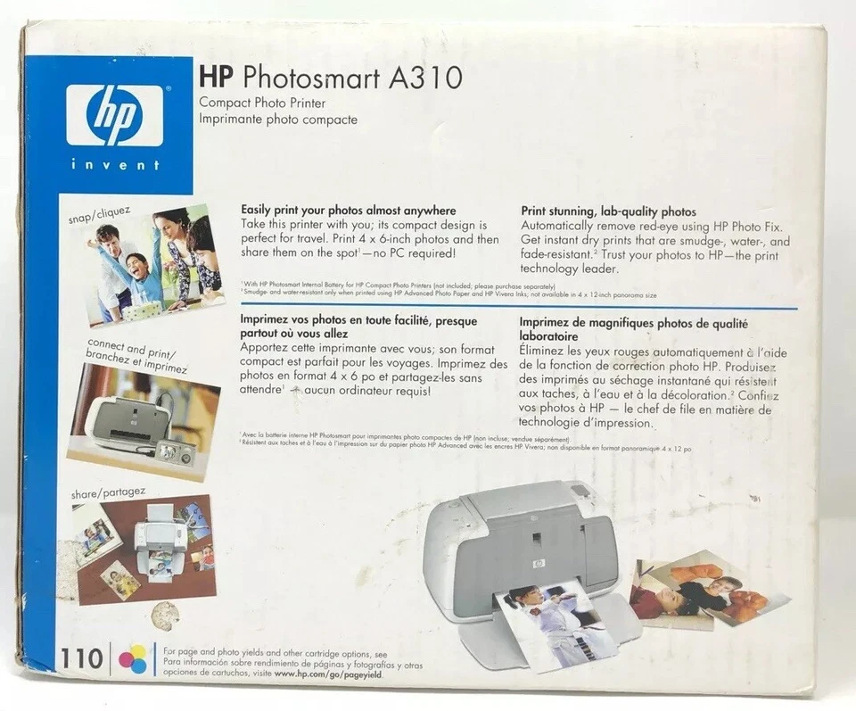 HP Photosmart A310 Digital Photo Inkjet Printer PictBridge 32MB USB Q8472A NEW - Image 3 of 4