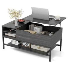 Lift Top Coffee Table Living Room Table with Hidden Compartment Grey