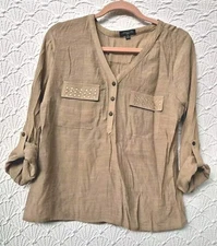 Womens Blouse Notations Petite PL Light Tan Pre-owned 