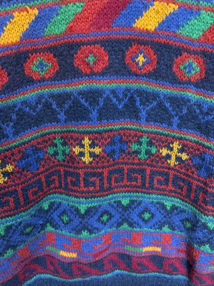 Peruvian Connection Mens 100% Alpaca Knit Fair Isle Crewneck Sweater Size Large - Image 2 of 4