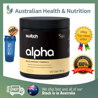 SWITCH NUTRITION ALPHA 120 CAPSULES + FREE SAME DAY POST & SHAKER