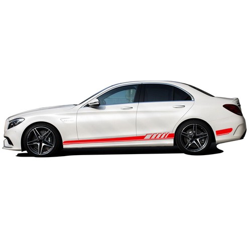 7.4Ft Red Side Skirt Sport Racing Stripes Vinyl Decal Sticker For Mercedes-Benz - Picture 5 of 8