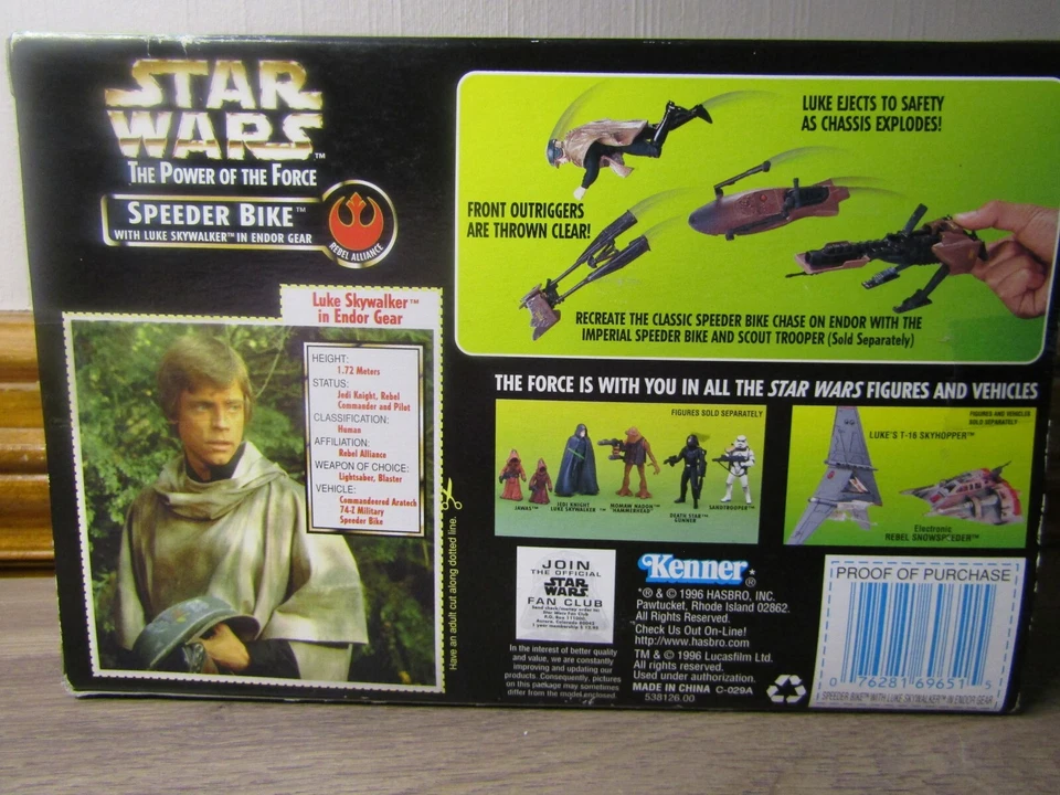 Star Wars The Power of the Force Speed Biker W/Luke Skywalker in Endor Gear 1996 - Image 4 of 4