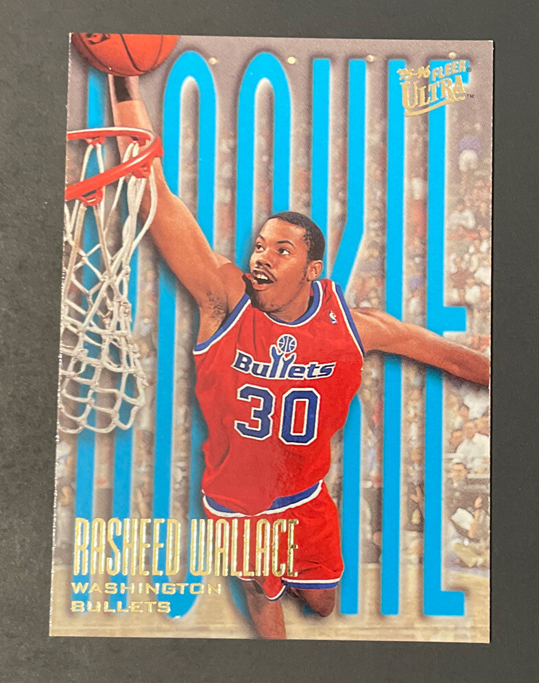 UNC “Rasheed Wallace” Rasheed Wallace 1995-96 Fleer Ultra #295 RC Rookie NBA Washington