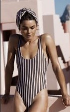 Acacia Swimwear Palm Springs one peice swimsuit in Dragon Stripe